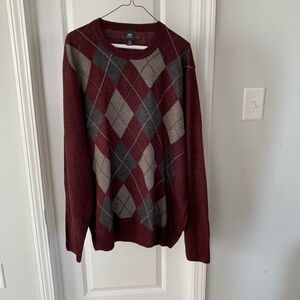 Dockers Men's Crewneck Argyle Sweater - Burgundy and Gray